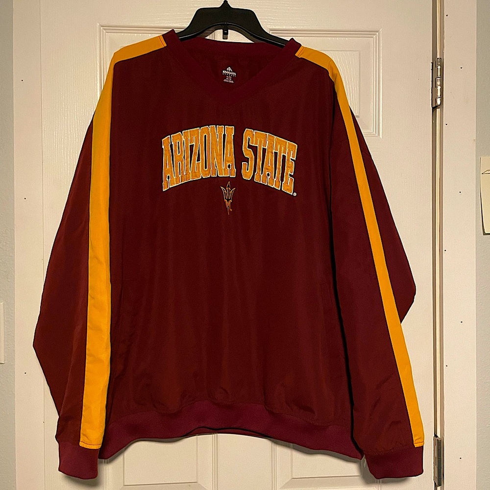 ASU Sun Devils Windbreaker Men's Size XL Maroon V Neck Pullover Arizona State